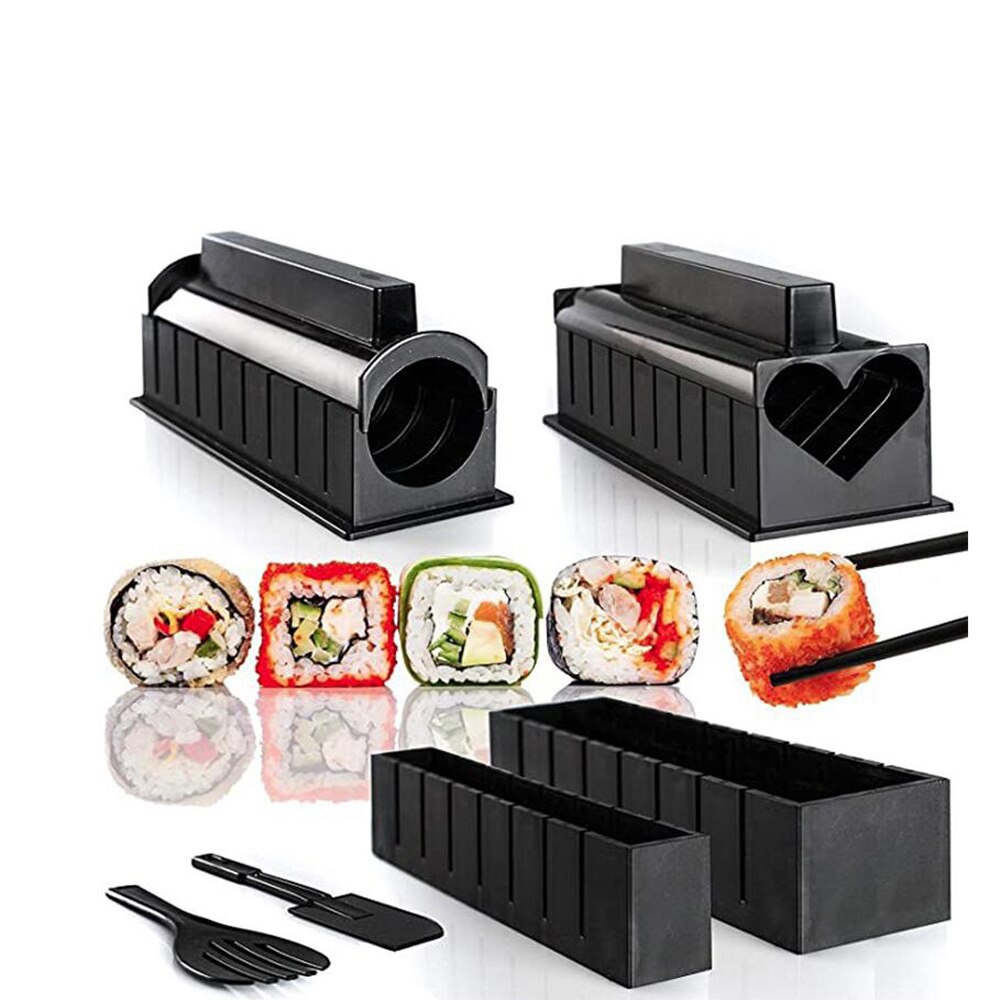 10Pcs/Set DIY Sushi Maker Kit Roll Sushi Maker Rice Roll Mold Kitchen Sushi Tools Multifunctional Mould Making Sushi Tools