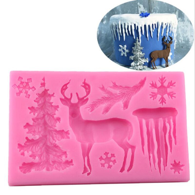 Weihnachten Serie Elch Schnee Flüssigkeit Silikon bilden DIY Foto Rahmen Zucker Kuchen Backform Dekoration Werkzeug