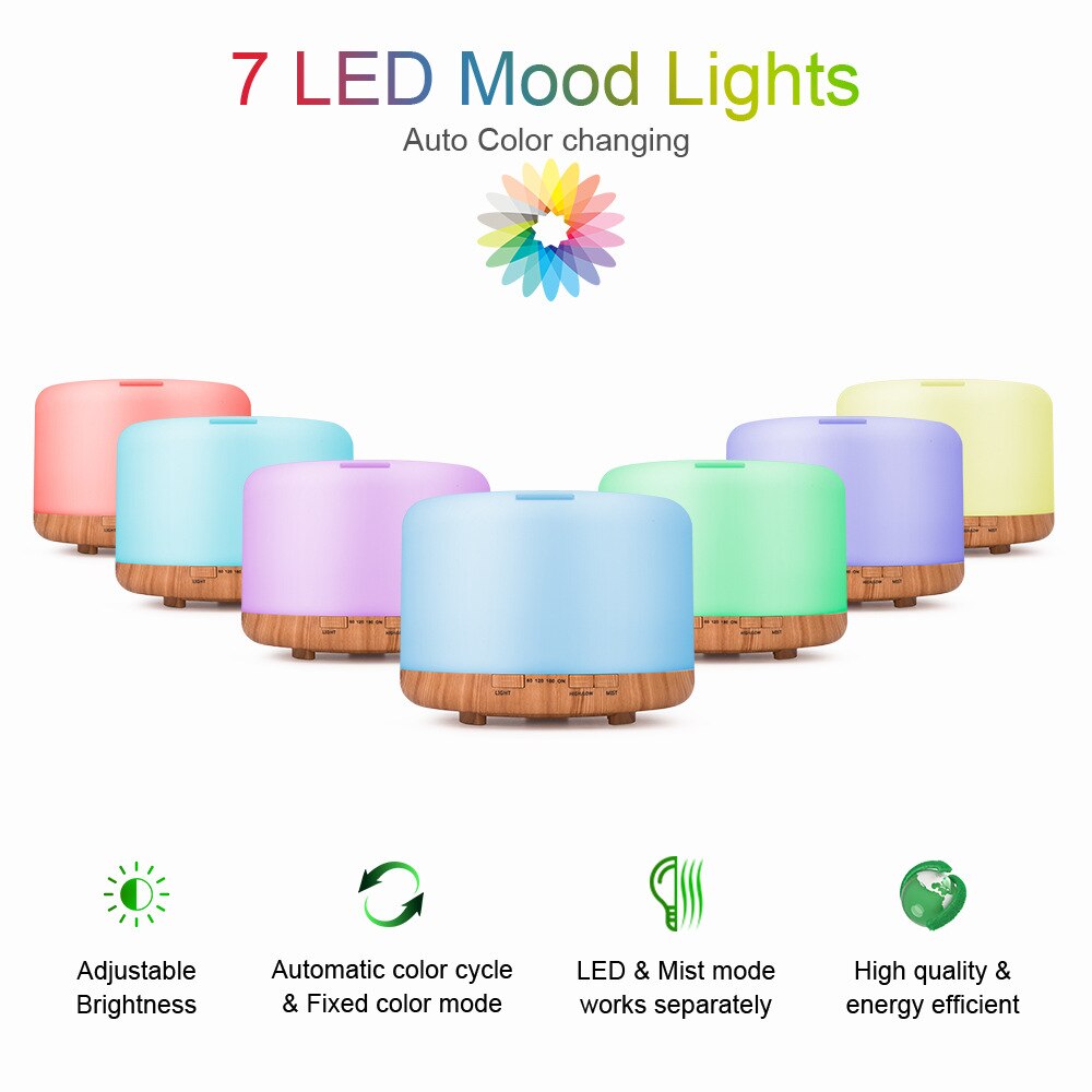 1000Ml Aroma Diffuser Ultrasone Luchtbevochtiger Aromatherapie Essentiële Olie Mist Maker Met Afstandsbediening Nachtlampje Voor Thuis