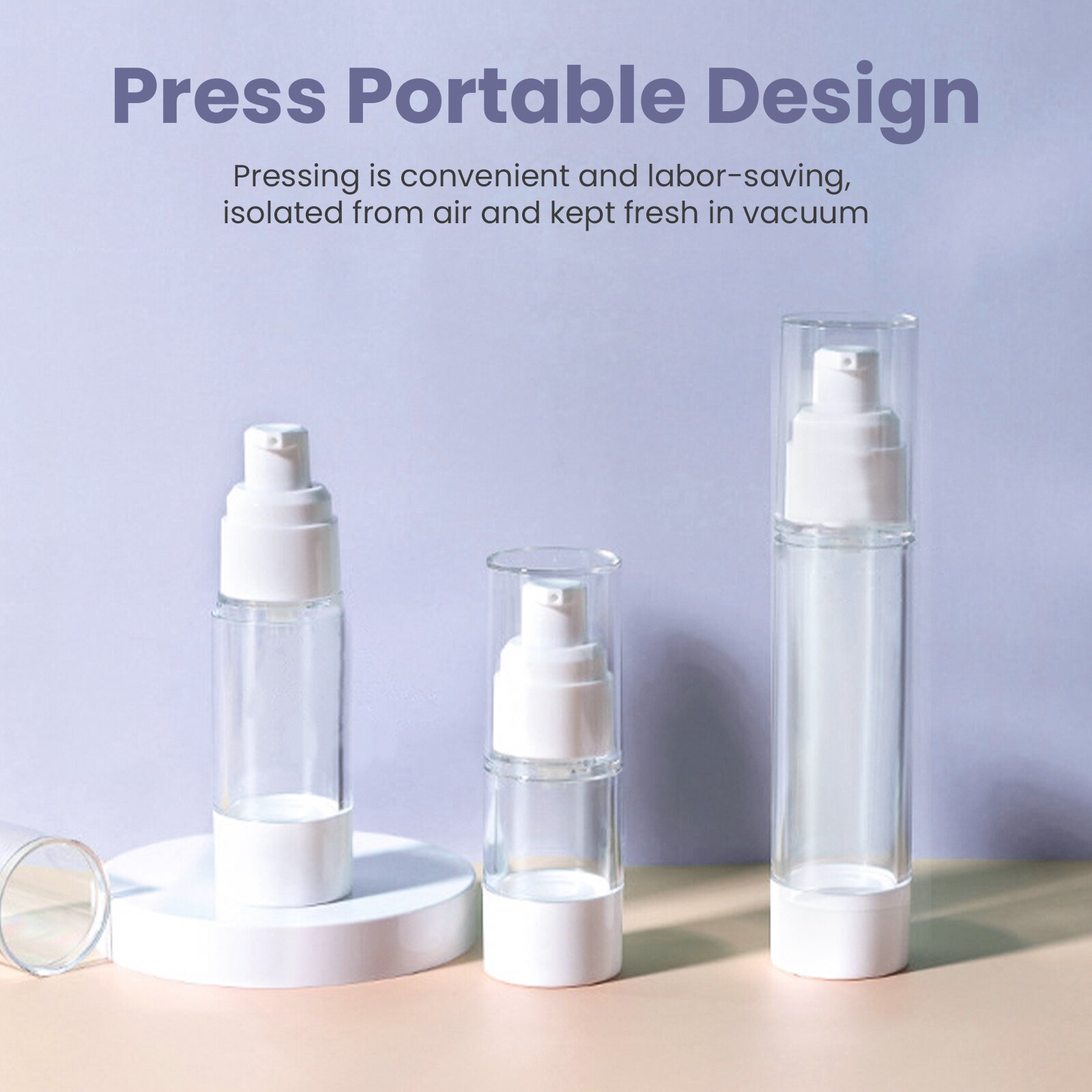 AS Vacuum Clear Liquid Bottle Portable Transparent Hand Sanitizer Lotion Press Refillable Sub-Bottling Container For Cosmetics