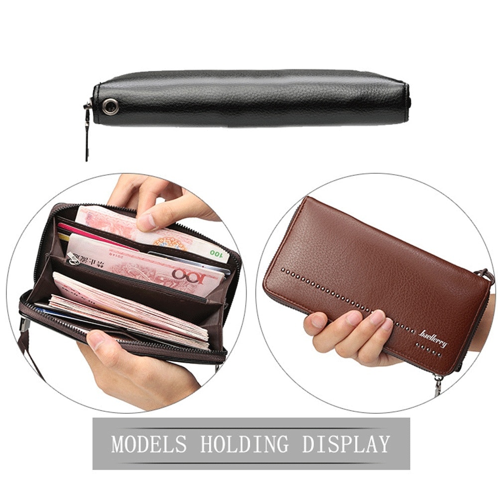 Vintage Men's Wallet PU Leather Solid Waterproof ID Credit Card Holder Card Pack Long Purse