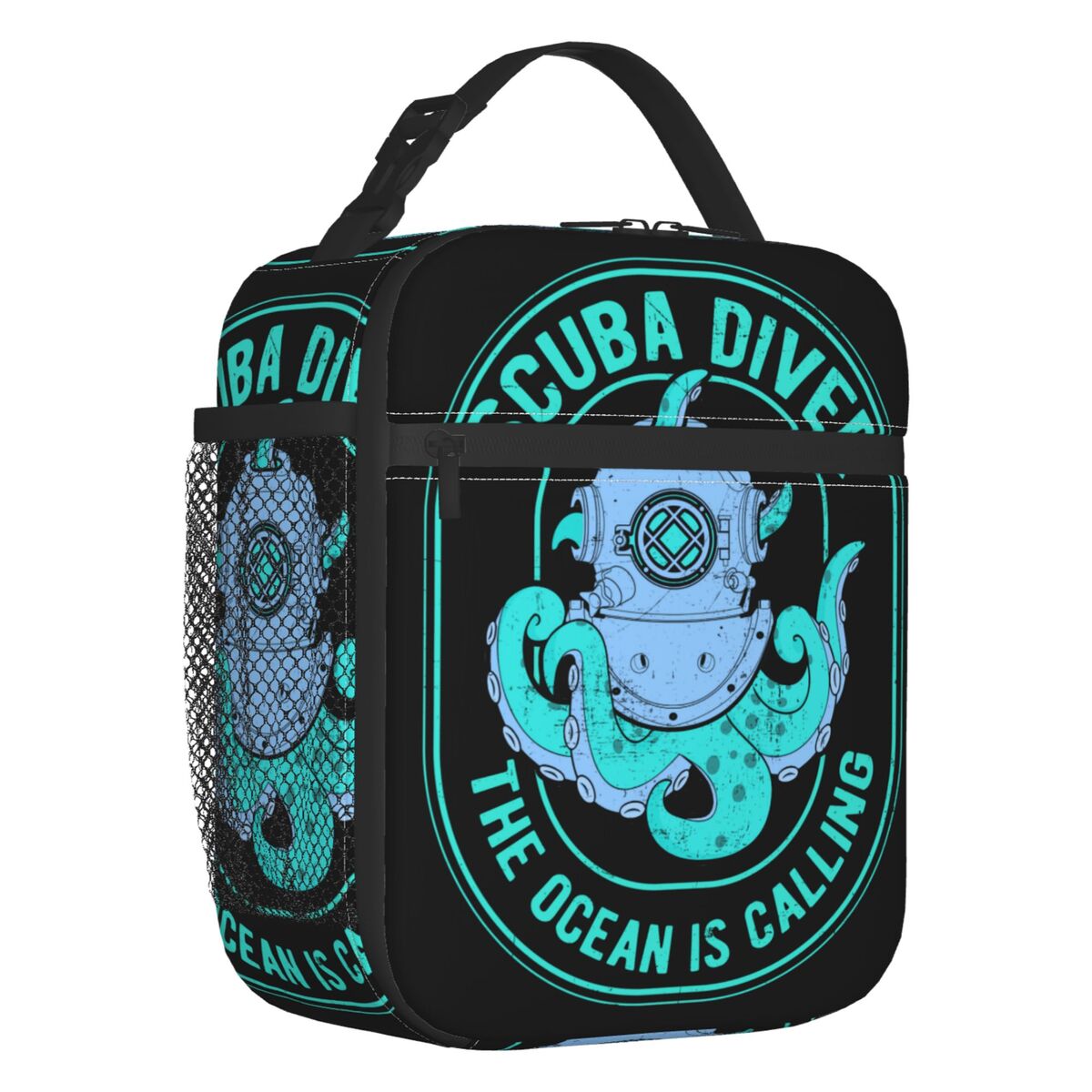 Scuba Diving Insulated Lunch Bags for Women Adventure Ocean Dive Diver Portable Cooler Thermal Bento Box Work School Travel: Blue