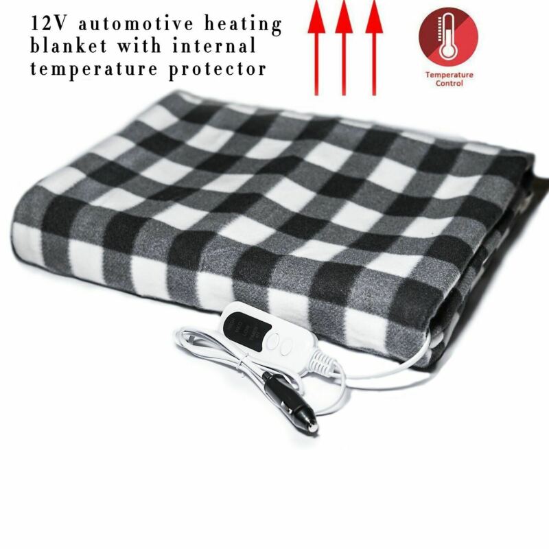 Couverture de voyage chauffante à carreaux rouge polaire 12 volts Camion de voiture électrique