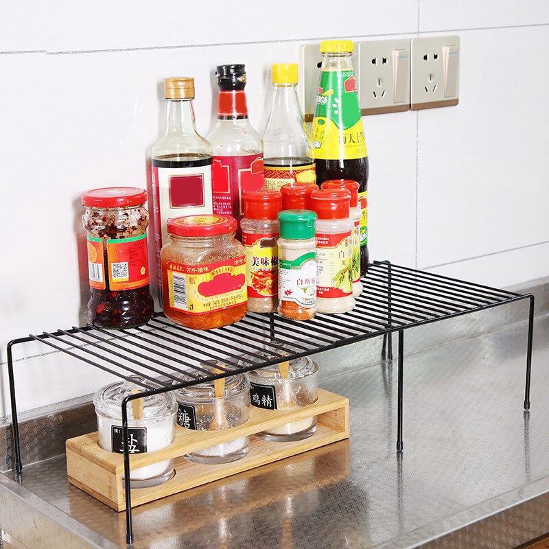 Cabinet Shelf Organizers Stackable Expandable Set of 2 Metal Kitchen Counter Metal Shelves SP99