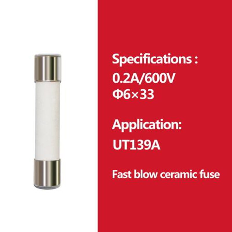 UNI-T Cartridge Fuse Fast Acting Fuse Porcelain Tube For Uni-t Multimeter UT61 UT139 UT890 UT39 UT105 UT171 Series.: 0.2A 600V