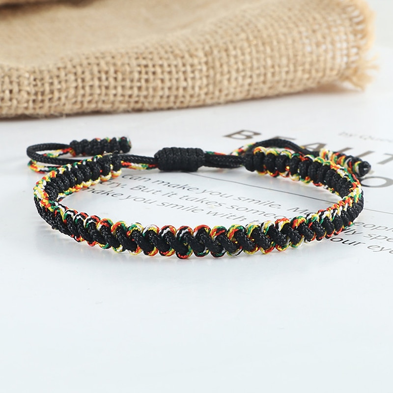 Bracelet bouddhiste tibétain Original réglable à la main porte-bonheur breloques femmes fil Bracelets et Bracelets pour hommes Couples bijoux