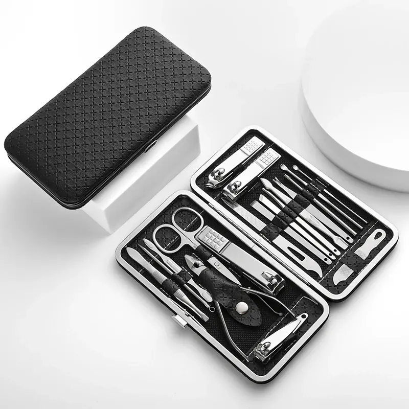 Conjunto de 19 peças de ferramentas de beleza para arte em unhas, manicure doméstica, corte de pés, alicate de bico de águia, kit de cuidados, faca de unhas, conjunto de cortador de unhas