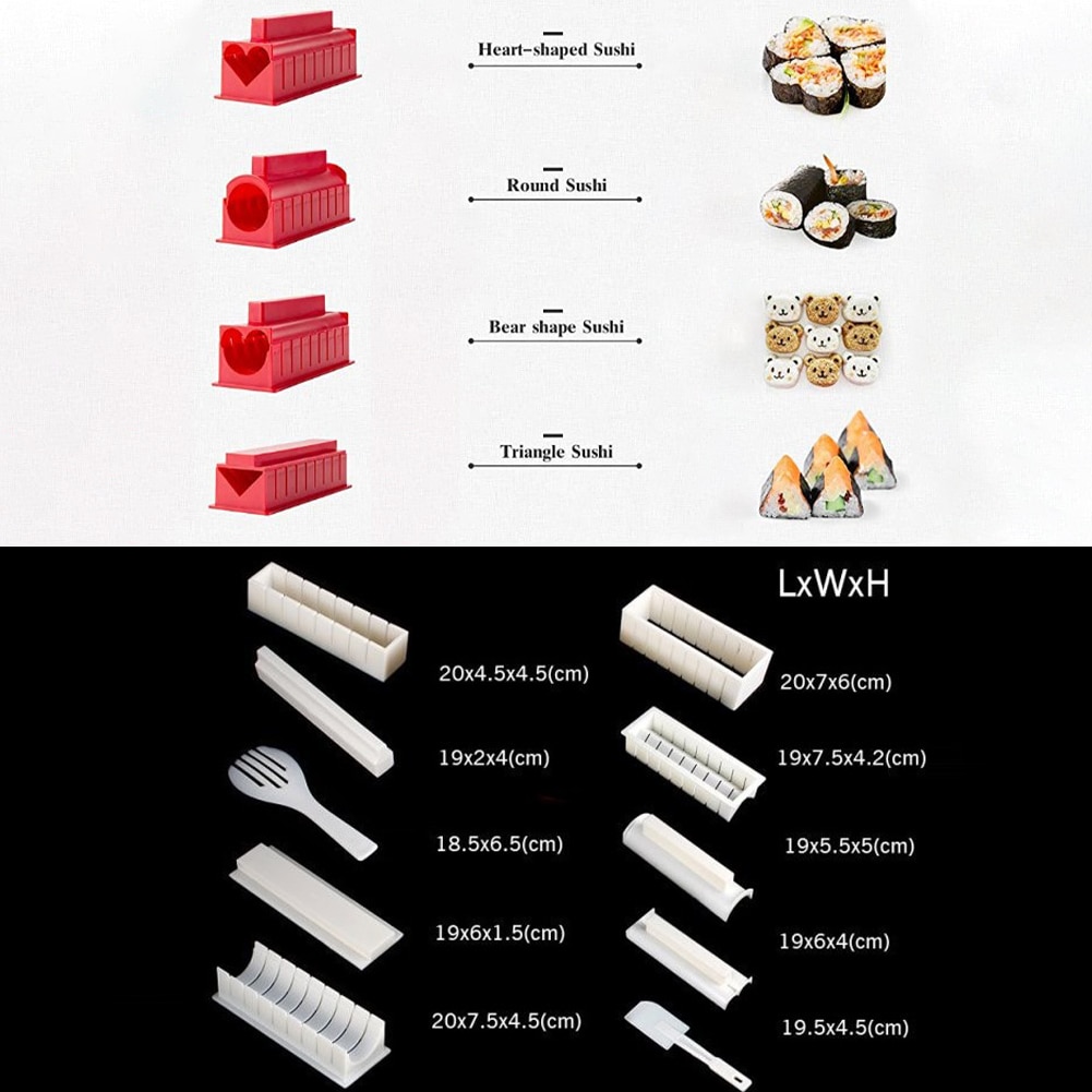 10pcs Sushi Making Kit Sushi Mold Deluxe Edition with Complete Sushi Set DIY Home Sushi Tool