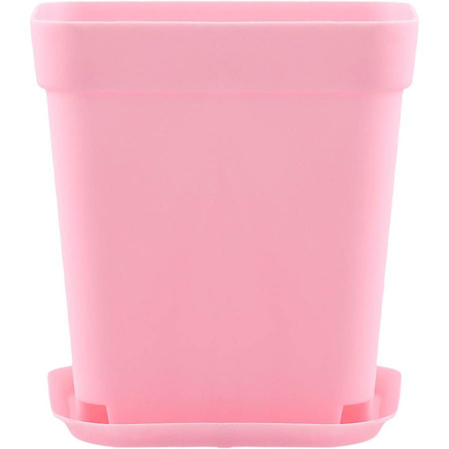 6/12pcs 7cm Pink Plastic Square Flower Plant Pots with Tray Nursery Pot for Succulent Office Desktop Gardening Balcony Decor