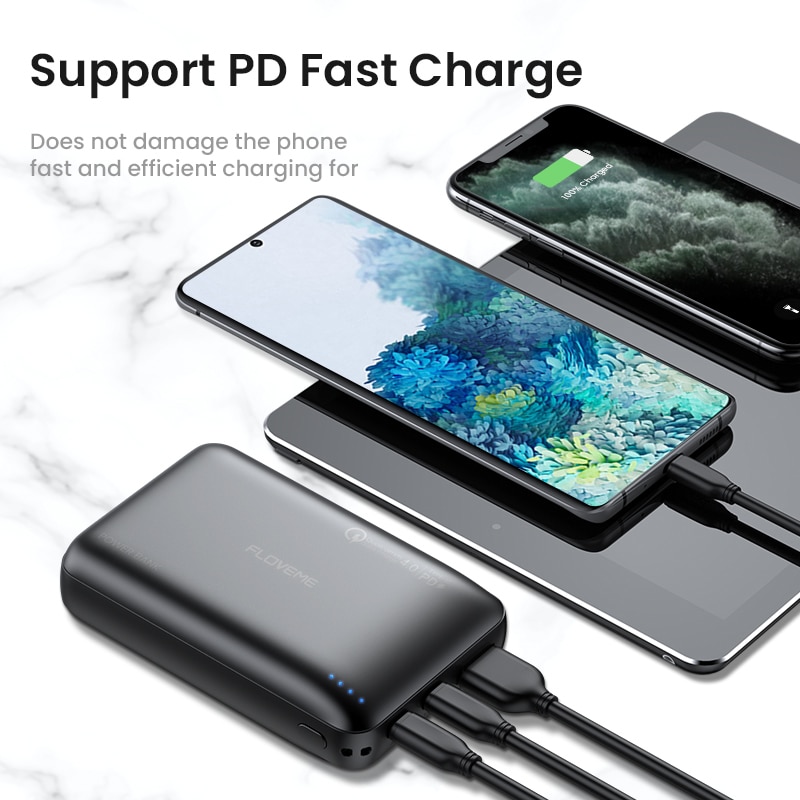 Floveme Mini Power Bank 10000Mah Voor Xiaomi QC4.0 Poverbank 10000 Snel Opladen PD3.0 Voor IPhone12 Draagbare Opladen Powerbank
