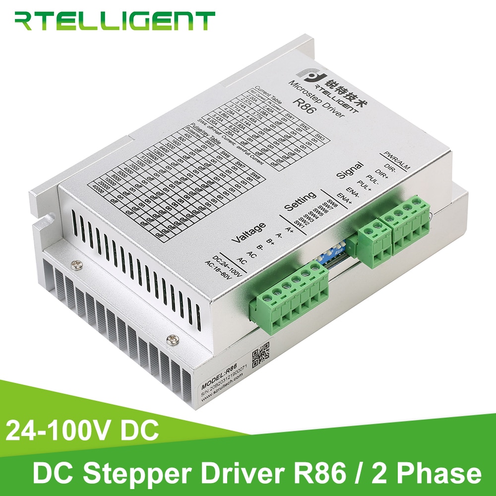 Rtelligent nema 34 trinmotor driver cnc controller kontrol højt drejningsmoment hybrid bipolar 2.4a ~ 7.2a 24-100v dc 18-80v ac