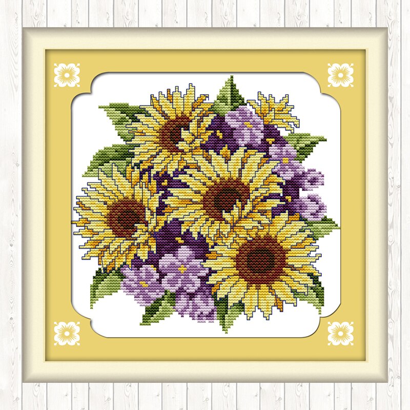 Zonnebloem Patronen Geteld Borduurpakketten Bloemen Serie 14CT 11CT Print Stof Borduurgaren Handwerken Kits Home Decor