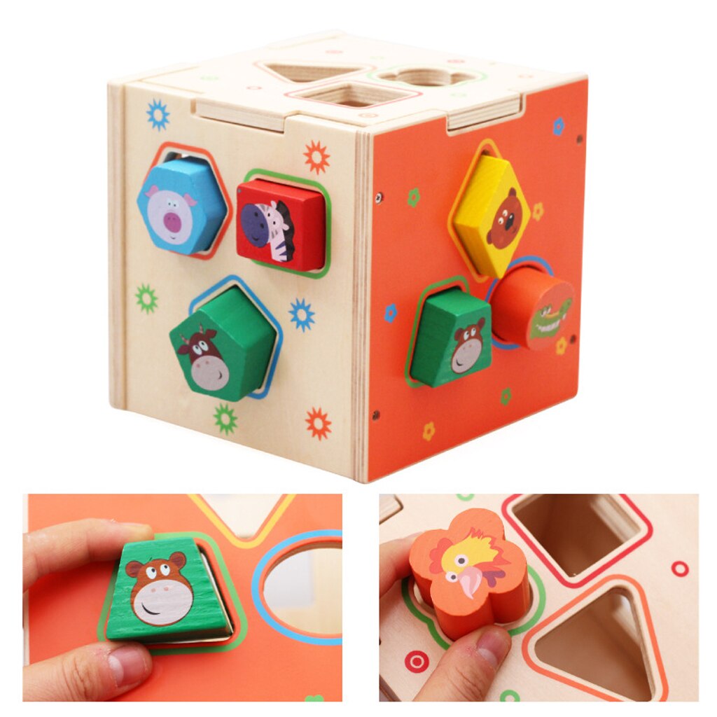 Houten Vorm Sorting Cube Classic Sorteren Matching Game Vroeg Leren Speelgoed