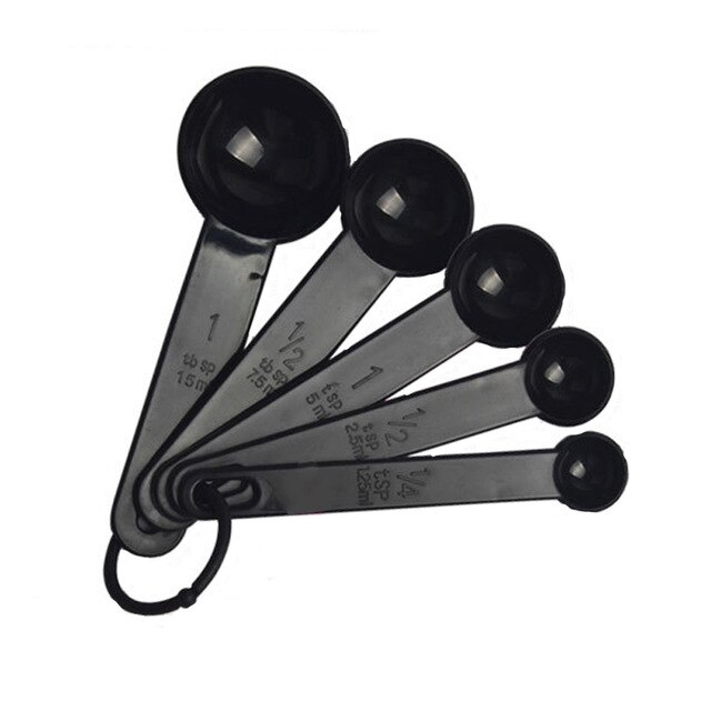 5 pçs/set Concha Colher De Medição Colher de Medição de Cozimento Cozinhar Ferramentas de Café Com Escala Colorido Utensílios De cozinha de Plástico: Preto