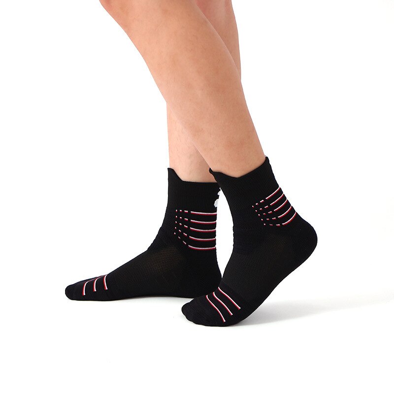 S012A Männer Fitness Laufen Fahrrad Radfahren Wandern schwarz streifen Sport Socken draussen Basketball FußBall FußBall Kompression Socken