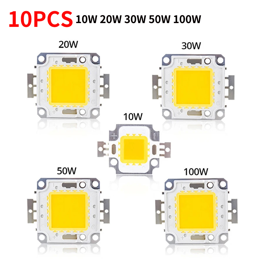 10 st led-chip 10w 20w 30w 50w 100w dc 12v 32v 36v bakgrundsbelysningsdiodlampor pärlor led-matris för gör-det-själv-strålkastare spotlights