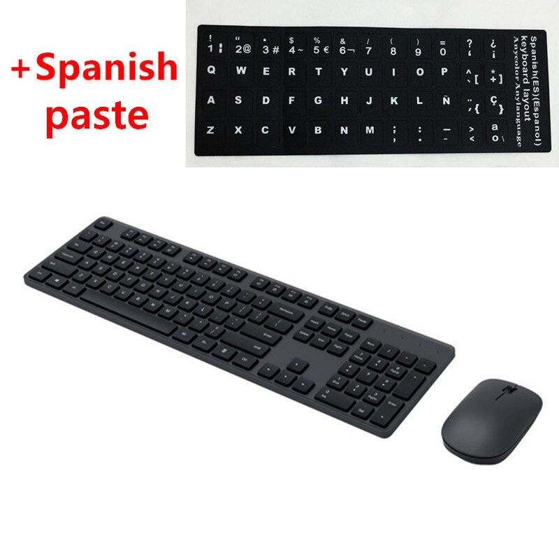 xiaomi Keyboard Mouse Set RF 2.4GHz Wireless Office Keyboard 104 Keys For Windows PC Compatible USB game Keyboard Russian Paste: Black and Spa paste
