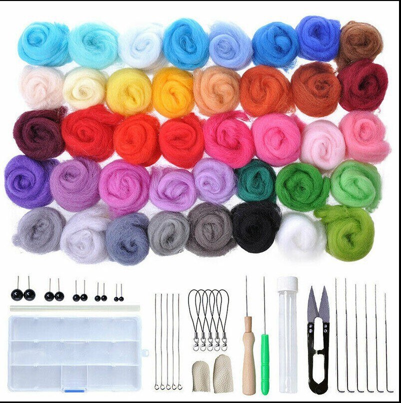 40/25/10 Colors Set Needle Felting Kit Wool Roving Needle Felting Starter Kit Wool Felt Tools with Felting Tool: 40 Colors with Tools
