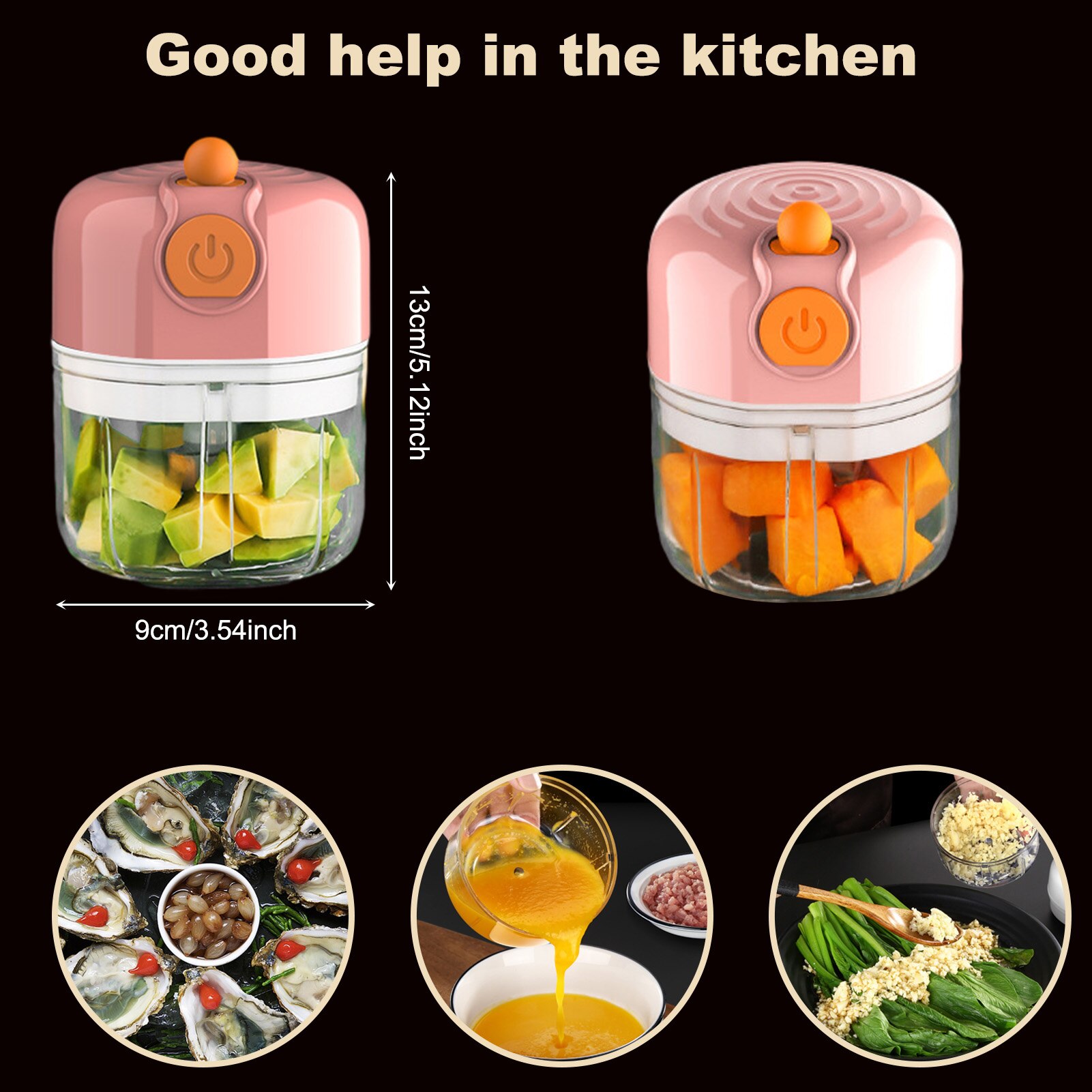 3 Blade Electric Mini Garlic Chopper Pepper Vegetable Nut Chopper Portable Small Food Processor Kitchen Useful Gadget
