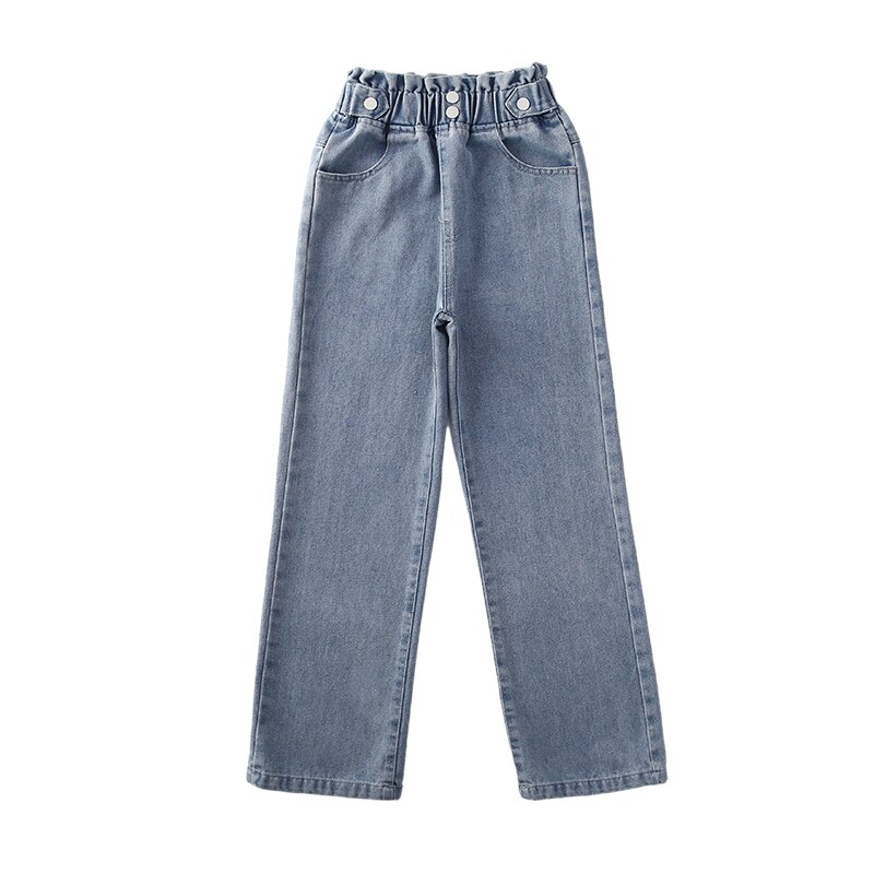 Pantalones vaqueros de cintura alta para niña adolescente, pantalón holgado informal de pierna ancha para Niño, 6, 8, 10, 12 y 14 años, primavera y otoño, 2022