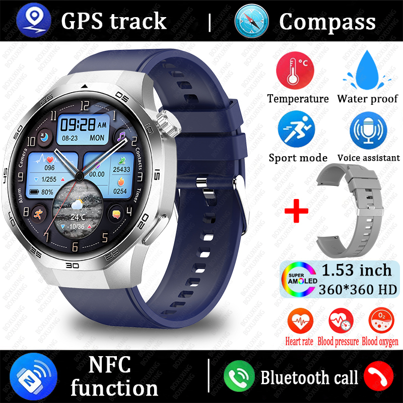 2025 Nuovo Orologio 5 MAX Astuto Della Vigilanza HD AMOLED Schermo NFC GPS inseguitore Chiamata Bluetooth Impermeabile sport saluto Smartwatch Uomo Donna: nero