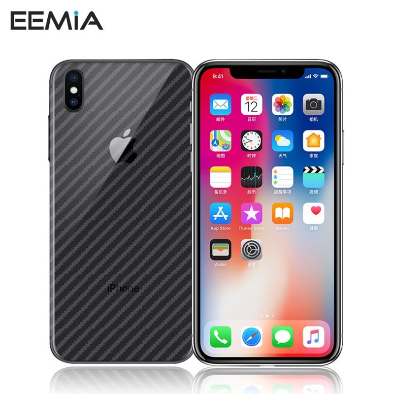 Carbon Fiber Film Mobile Phone Sticker For Apple iPhone XS Max 7 Plus 8 6 6S 5 5S X XR Back Pegatinas Adesivos Accessories EEMIA