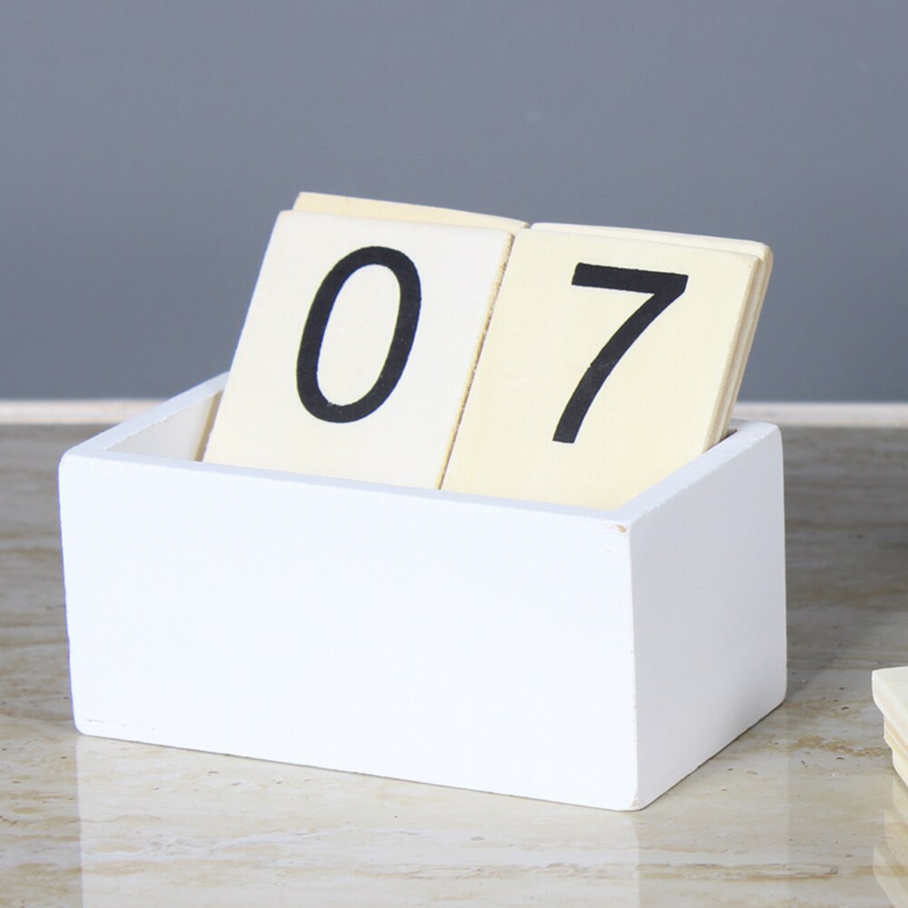 Desk Top Office Week Perpetual Calendar Living Room Decoration Date Display Home Photography Props Wood Block Month Bar Counter