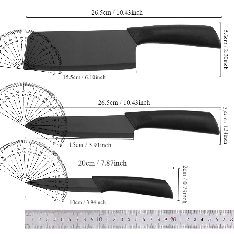 Juego de cuchillos de cocina de acero inoxidable con mango de plástico antideslizante negro, cuchillo para cortar fruta, cuchillo multifuncional para el hogar