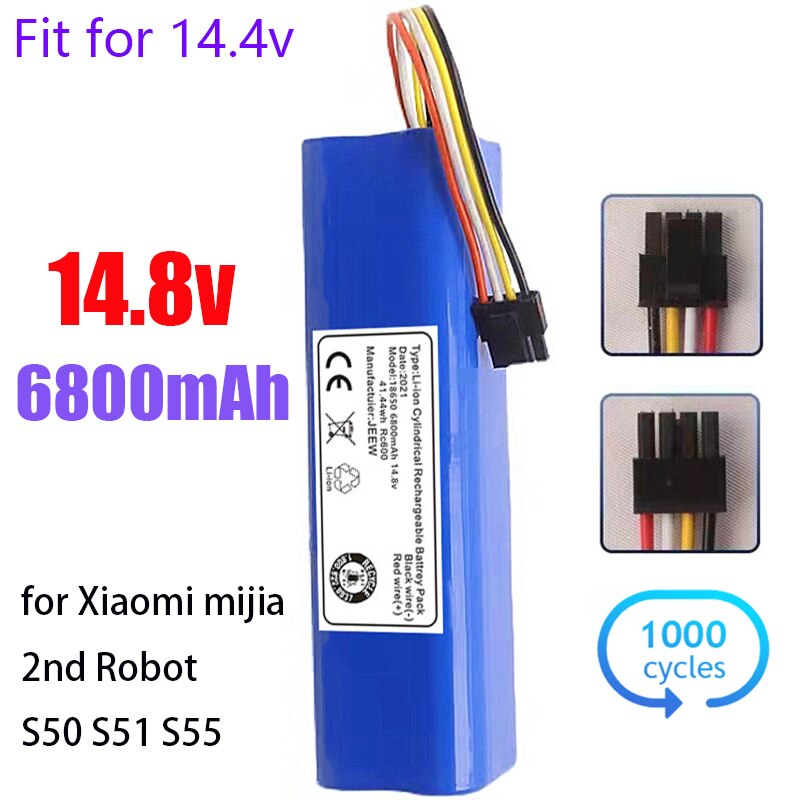 14.8v 6800 mah-akkupack für xiaomi roborock  s5 max  s50 s51 s52 s55 saugroboter (akkuteile und zubehör)