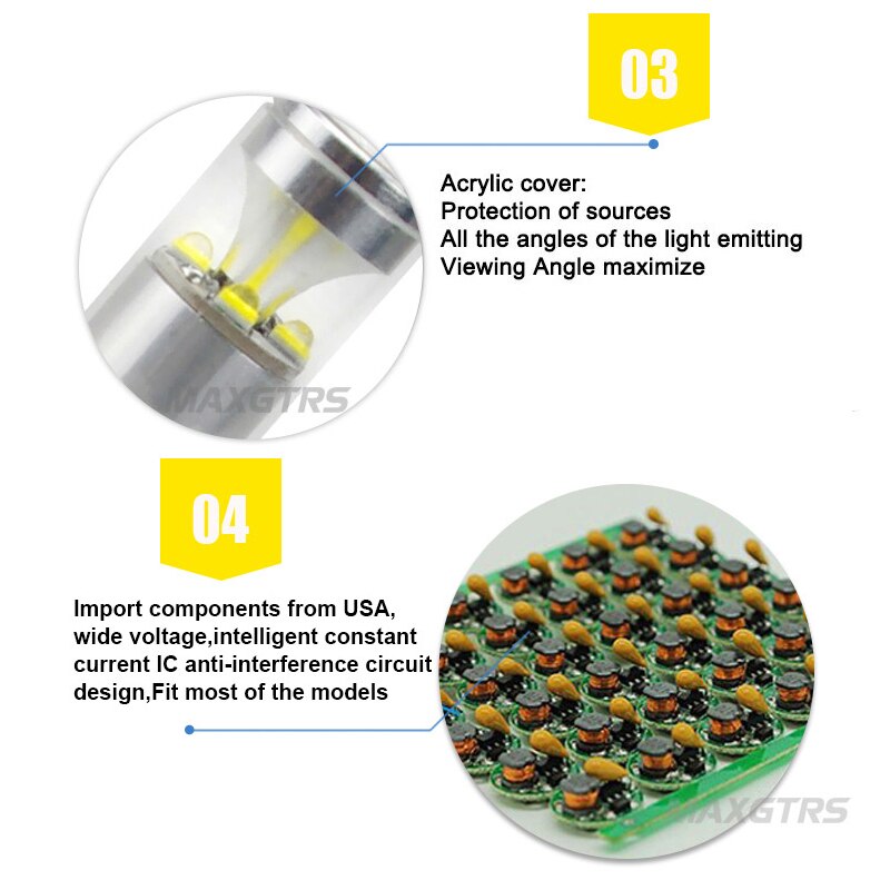 2x High Power H3 H1 H27 880 881 LED Car Light CREE Chip 30W LED White Fog Tail Turn DRL Head Car Light Daytime Running Lamp Bulb