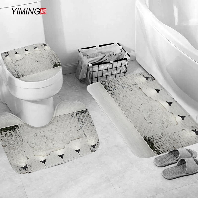 YIMING 3pcs Bath Mat Set Simple Northern European-Style Chandelier Printed Bathroom Anti-Slip Carpet Home Decoration Bath Mat: F