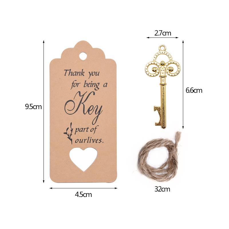 Abrebotellas con forma de llave Retro, abridor de botellas de vino y cerveza portátil de Metal artesanal, llavero, herramienta abierta para boda, accesorios de cocina, 1 ud.