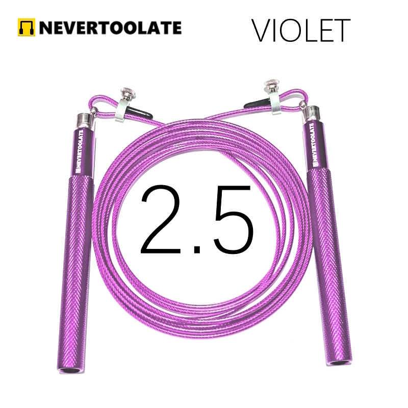 2.5mm pvc coated steel cord speed jump rope metal handle with ball bearing and 360 rotate gear skipping double under: Light Grey