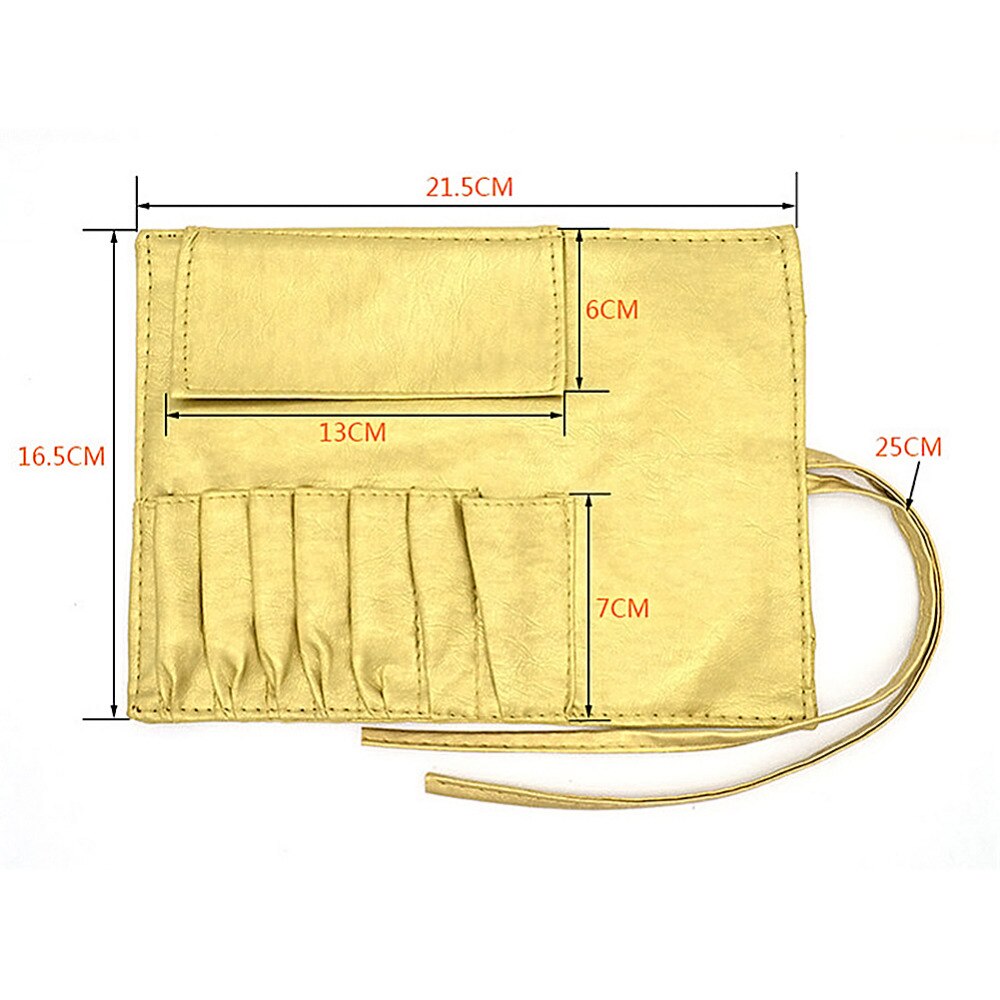 1pc Wrap Roll Up Pen Makeup Brushes Case Holder Cosmetic Brushes Belt Strap Pouch PU Leather Srorage Bag Beauty Makeup Tool