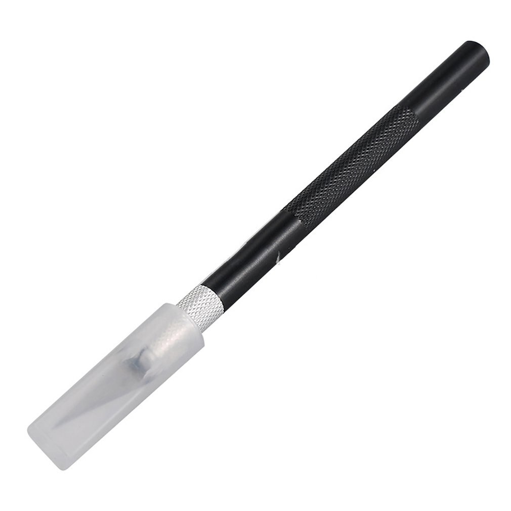 Non-Slip Metal Scalpel Knife Tools Kit Cutter Engraving Craft Knives+5pcs Blades Mobile Phone PCB DIY Tool: black