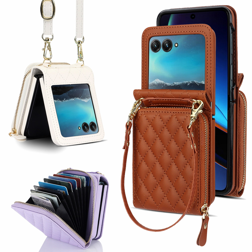 Opvouwbare portemonnee met meerdere vakken en diagonale draagriem voor motorola razr 60 ultra, razr 60 , 50 ultra 40 moto razr hoesje