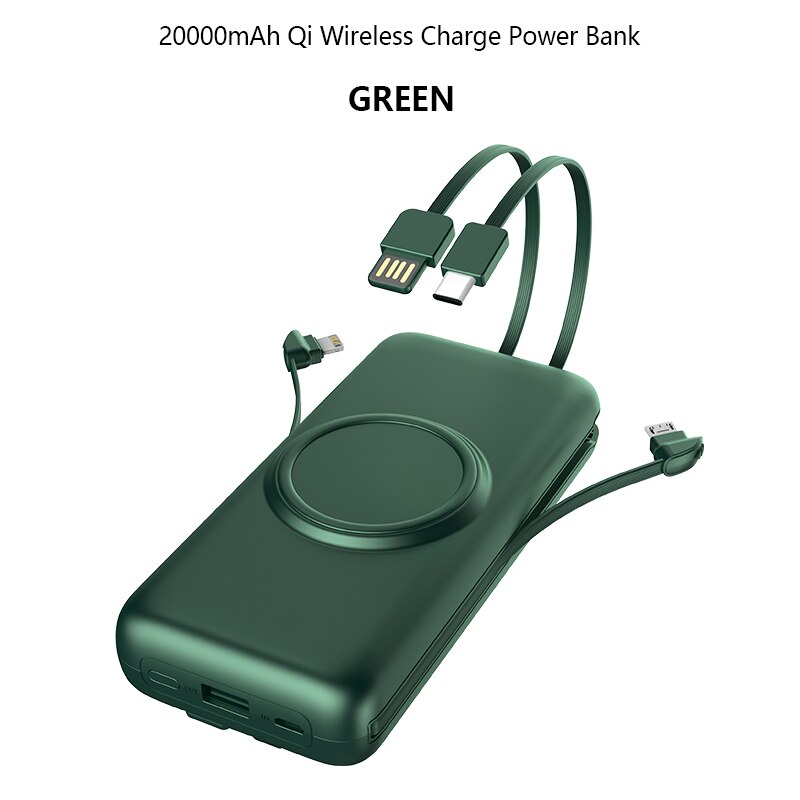 10000 mah multifunctionele lijnoplader po slanke mobiele power draagbare externe batterijlader voor iphone samsung xiaomi: 20000 mah groen