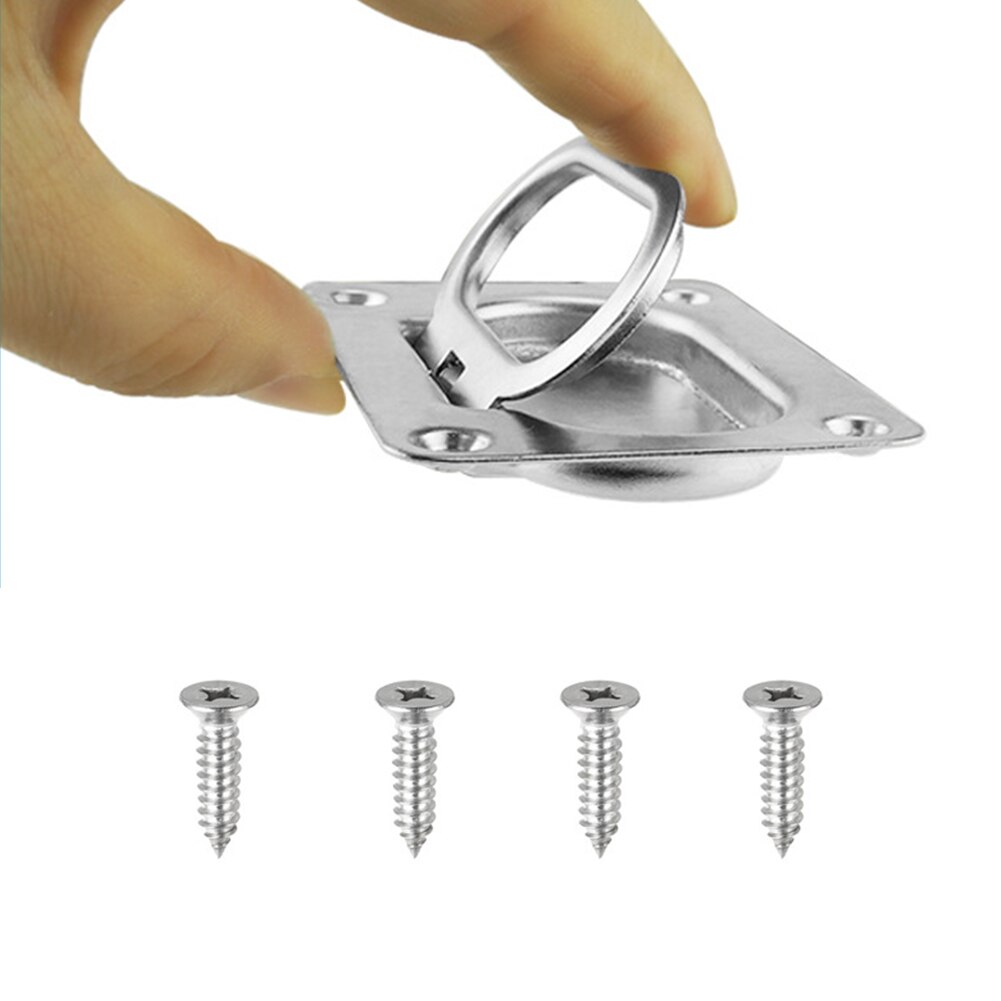 Boat Cabinet Marine Locker Fitting Stainless Steel Lift Recessed Hatch Durable Flush Pull Ring Spring Silver Hardware Handle