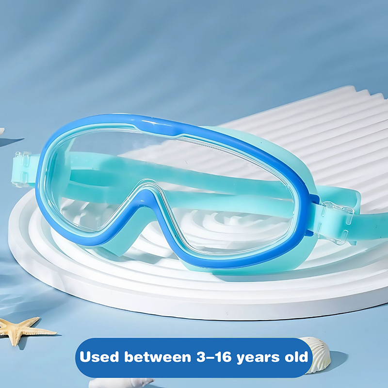 Populære online vandtætte og antidug dykkerbriller med stort stel, svømmebriller til voksne: Sort