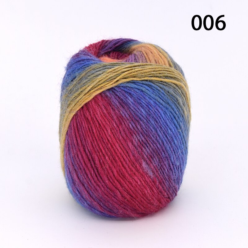 300g(50g*6 stk) lang regnbue uld farvning ren uld garn dame sjaler tråd fin uld hat frakke: 06