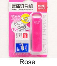 Mini Stapler set Staples Mini style candy color stapler grampeador kawaii stationery office material school supplies: Rose