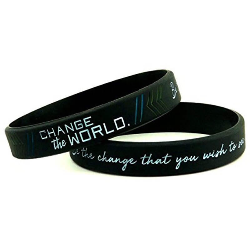 1pc Dream Change the World Be Yourself and Create Inspirational Motivational Silicone Wristbands in Adult Unisex Punk Bracelet: 03 change the world