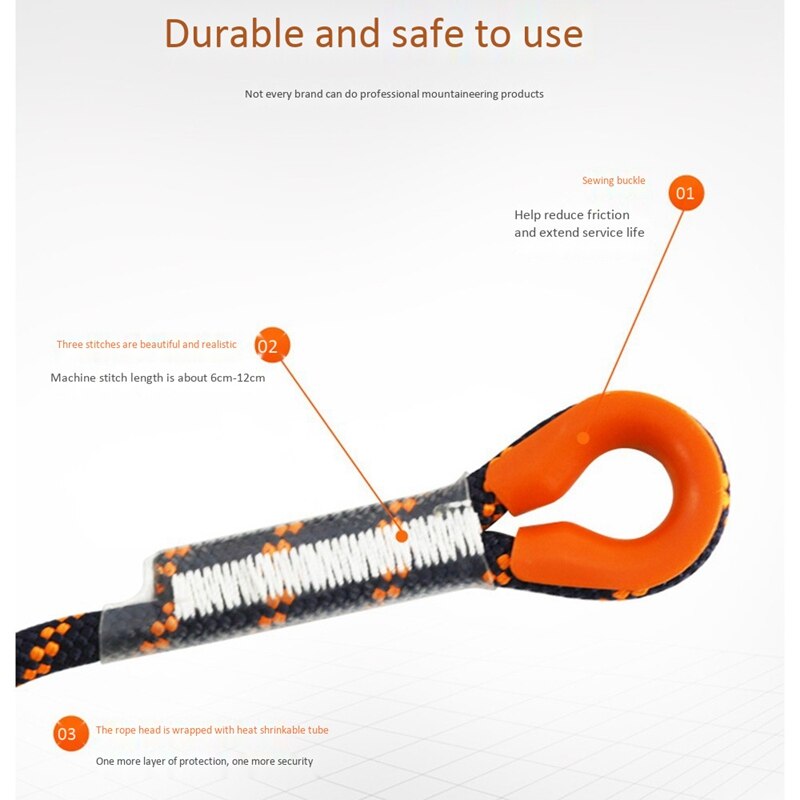 5M 8 mm Thickness Tree Rock Climbing Cord Outdoor Safety Hiking Rope High Strength Safety Sling Cord Rappelling Rope