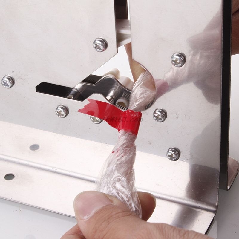Roestvrij Staal Supermarkt Zak Sluitmachine Voedsel Verpakking Fruit Winkel Verpakker Draagbare Tape Cutter Dispenser