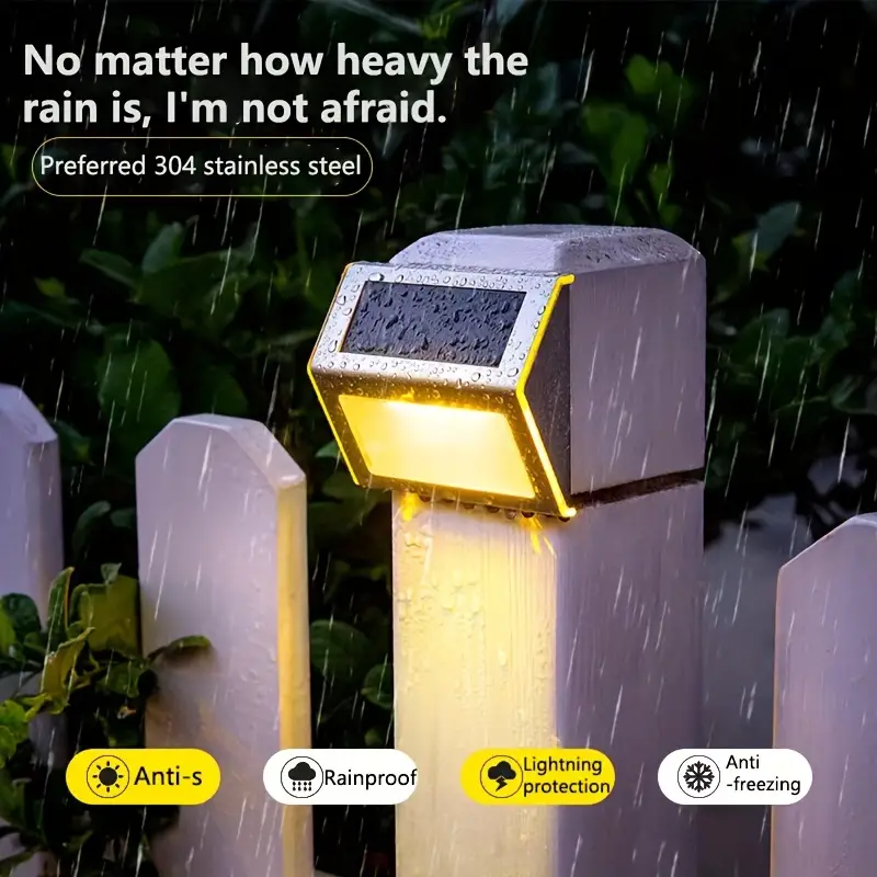 6 led solcelledrevet trappehegn i rustfrit stål, rækværk, væglampe til udendørs gårdhave, dekoration af haven