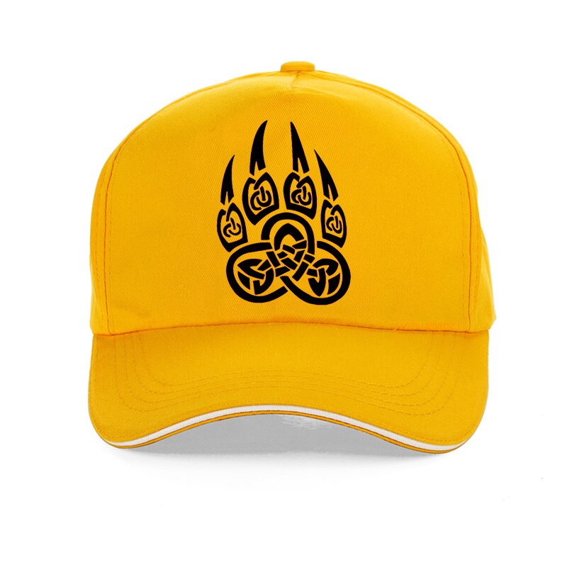 Amulet Viking Slavische God Symbool Afweren Veles Beerpoot Met Lucky Cap Mannen Vrouwen Viking Baseball Cap Gorra Hombre snapback: YELLOW