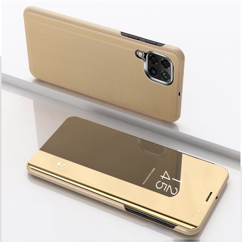 Voor Samsung A12 Case Flip Spiegel Stand Phone Case Voor Samsung Galaxy A12 Case Luxe Beschermende Een 12 Fundas Coque 6.5 Inch Capa: gold