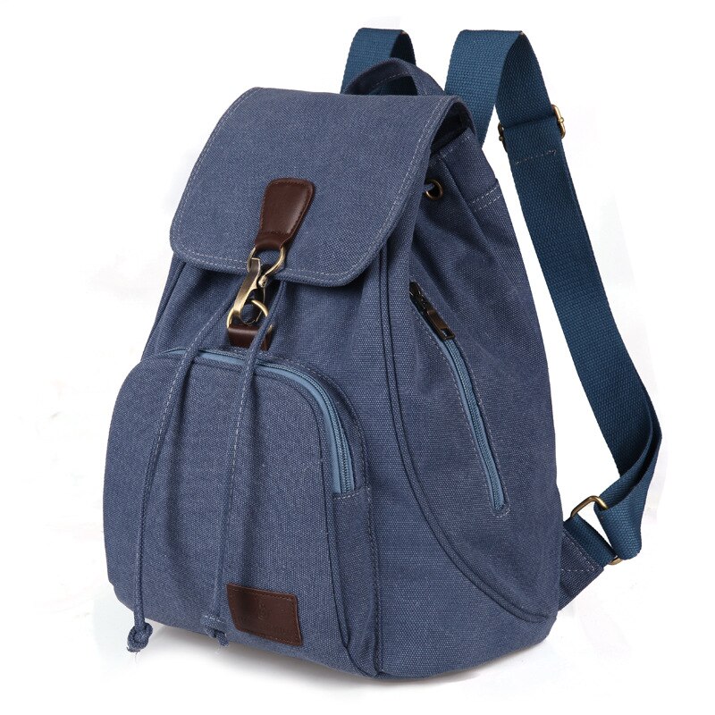 Chuwanglin Female women canvas backpack preppy style school Lady girl student school laptop bag mochila bolsas ZDD6294: Blue