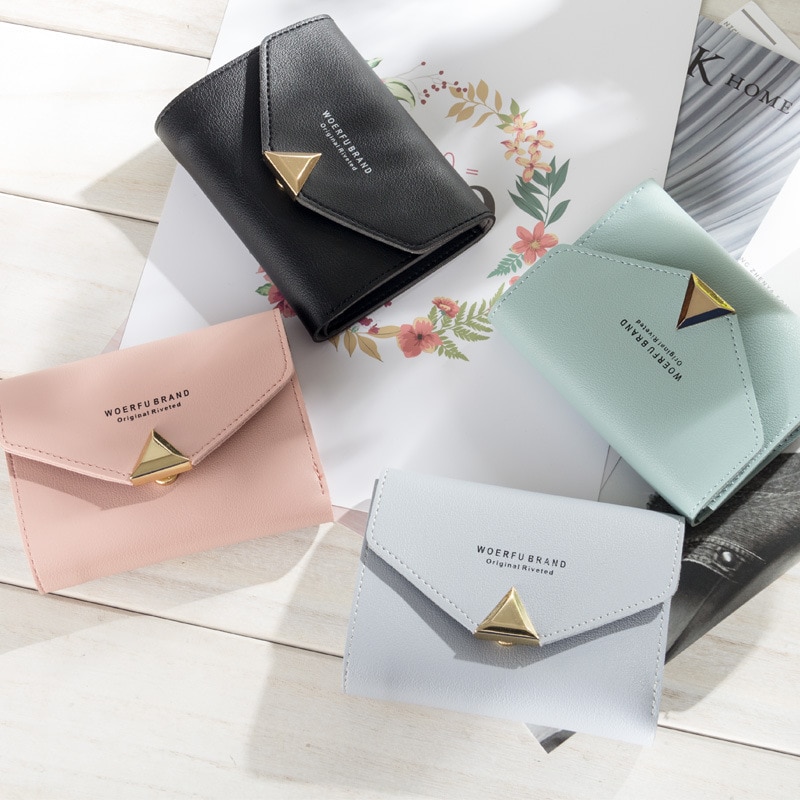 Baellerry Mini Envelope Wallet Women Leather Small Women Wallets Clutch Ladies Purse Card Holder Hasp Trifold Wallet Cuzdan W176