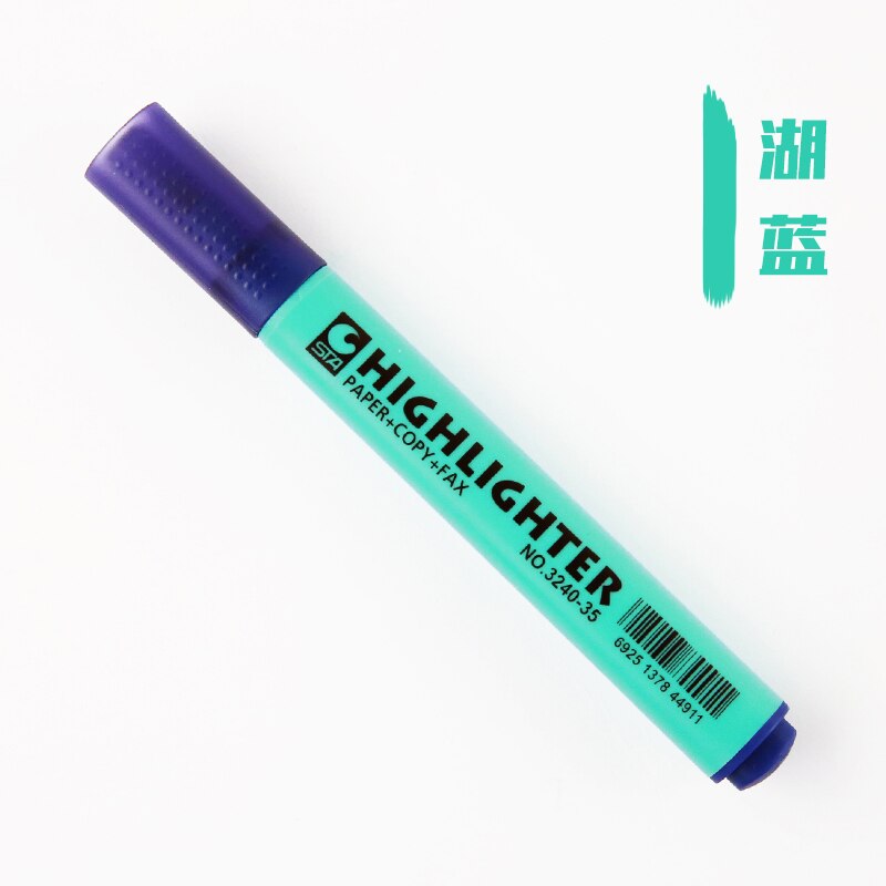 STA-rotuladores fluorescentes de 8 colores para papel, rotuladores de dibujo para la escuela, suministros de oficina, papelería: Lake Blue